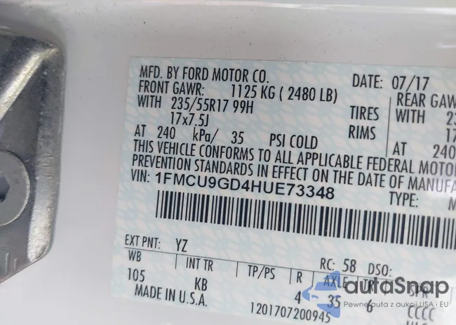 1FMCU9GD4HUE73348: 43257368