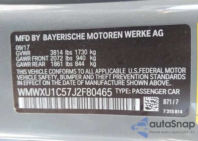 WMWXU1C57J2F80465: 43256463