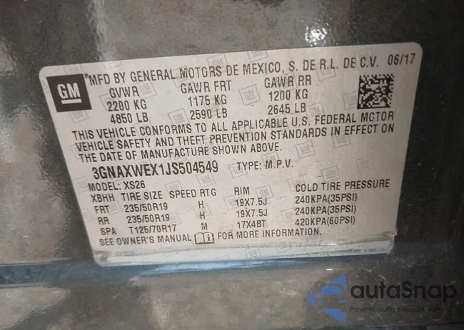 3GNAXWEX1JS504549: 43256484