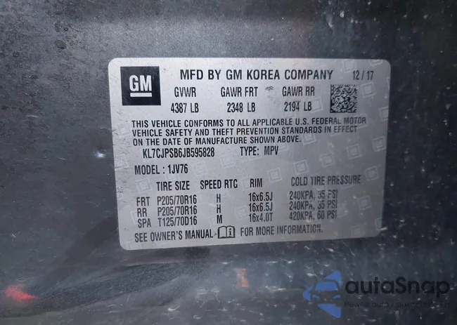 KL7CJPSB6JB595828: 43256506