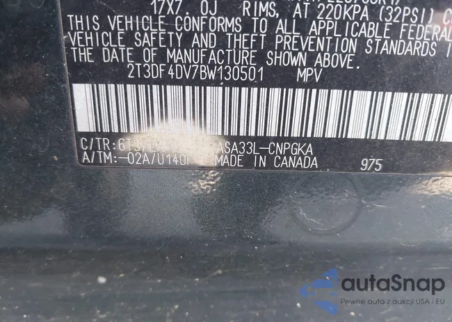 2T3DF4DV7BW130501: 43256564