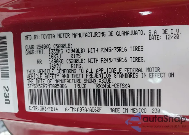 3TYSX5EN7MT005886: 43256593