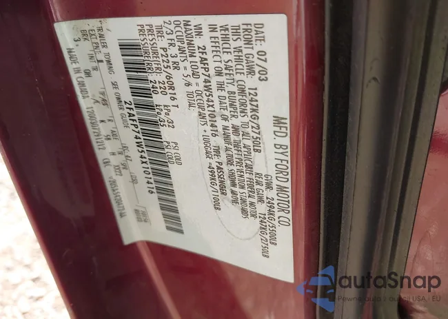 2FAFP74W54X101416: 43256681