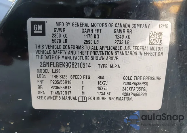 2GNFLGEK9G6210514: 43256737