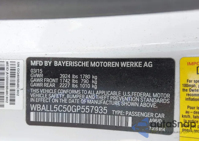 WBALL5C50GP557935: 43256757