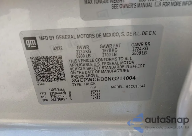 3GCPWCED6NG214004: 43256768