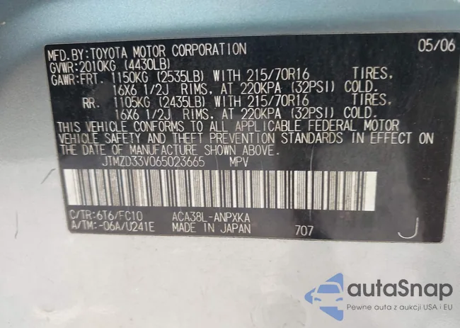 JTMZD33V065023665: 43257879