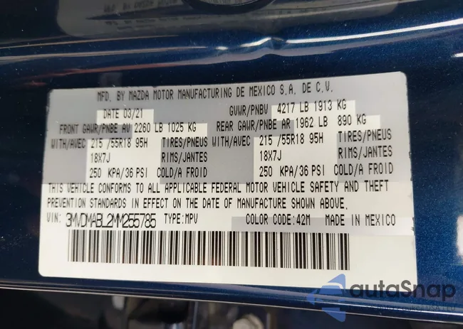 3MVDMABL2MM255785: 43257906