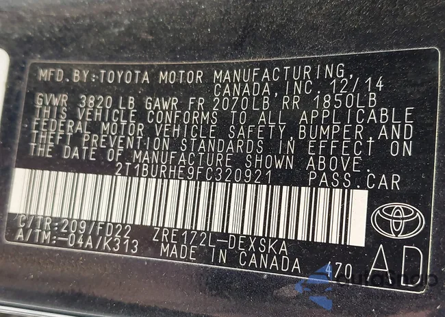 2T1BURHE9FC320921: 43257915