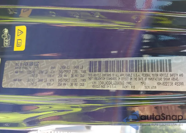 1C4HJXDG4LW280202: 43257918