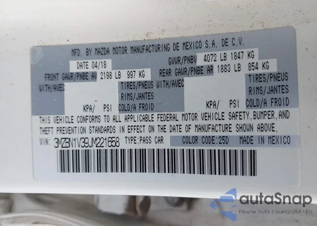 3MZBN1V39JM221658: 43258116