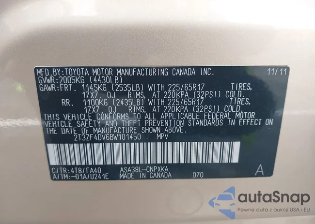 2T3ZF4DV6BW101450: 43258147