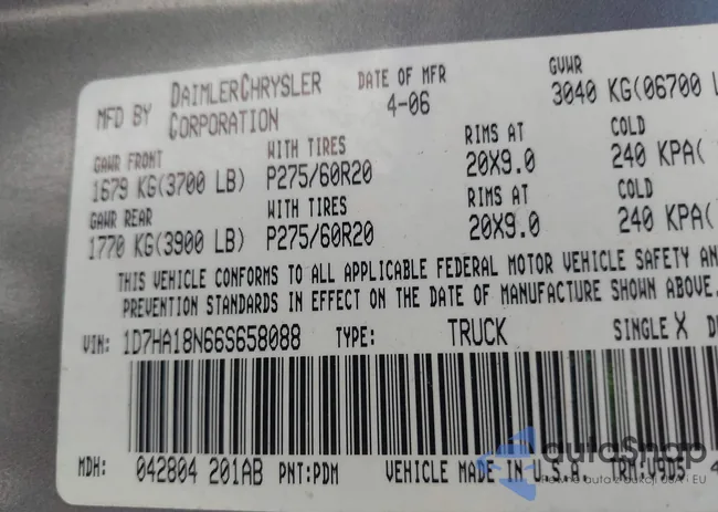 1D7HA18N66S658088: 43258203