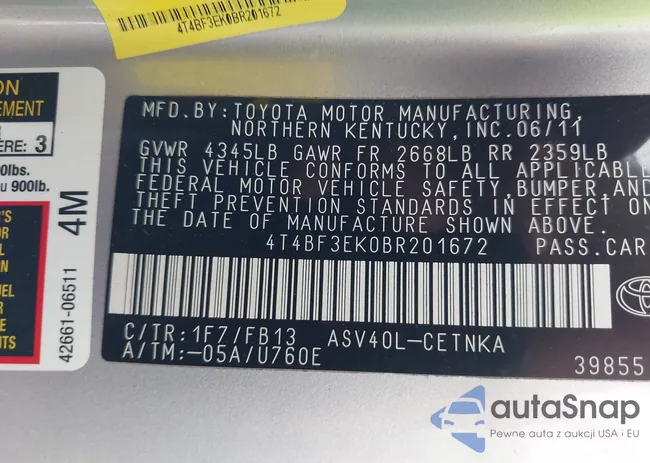 4T4BF3EK0BR201672: 43258257