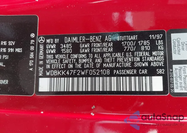 WDBKK47F2WF052108: 43258293