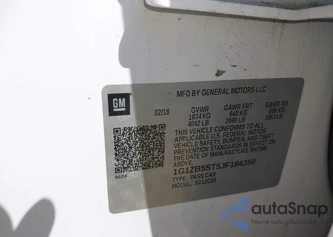 1G1ZB5ST5JF184350: 43258357