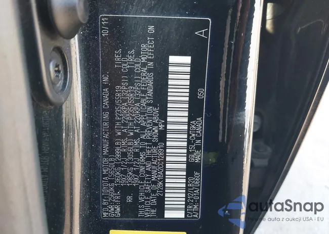 2T2BK1BA2CC128910: 43258360