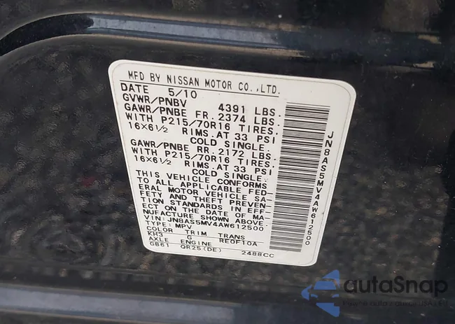 JN8AS5MV4AW612500: 43258388