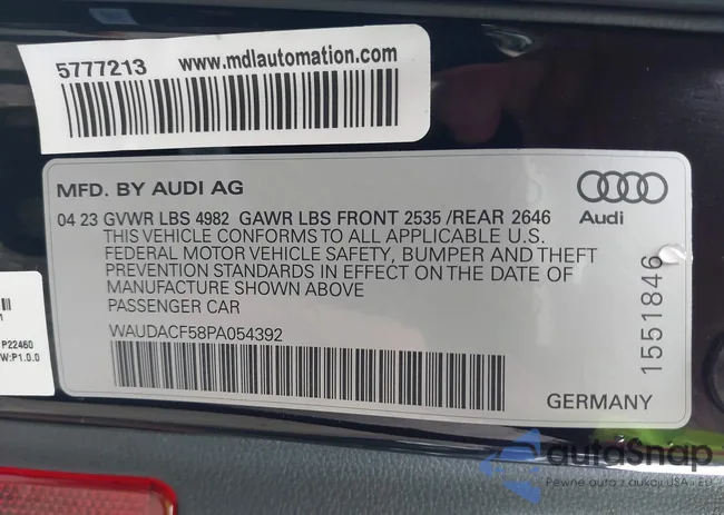 WAUDACF58PA054392: 43258402