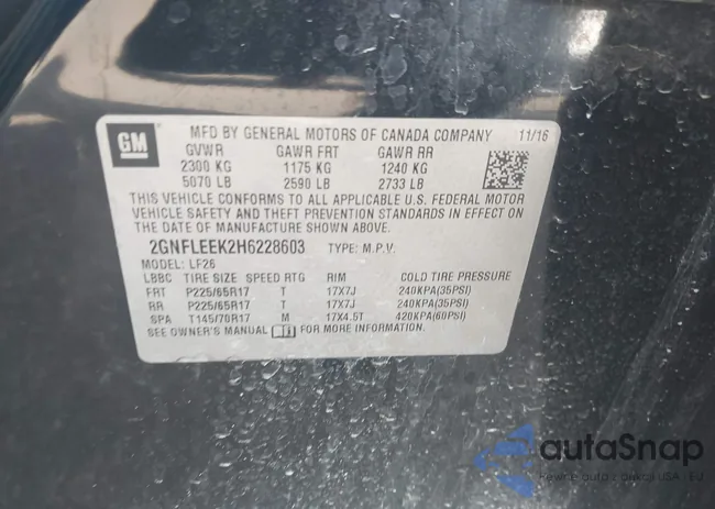 2GNFLEEK2H6228603: 43258411