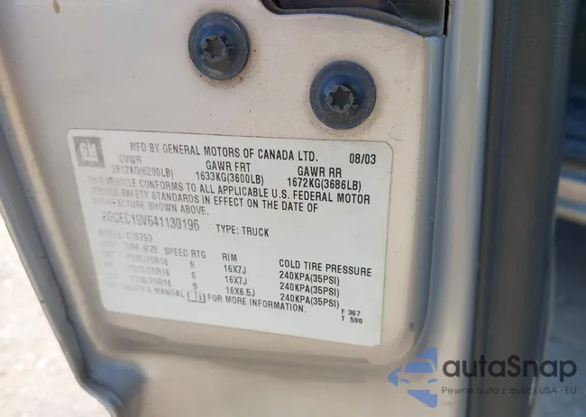 2GCEC19V641130196: 43257435