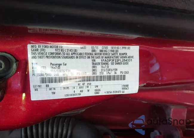 1FADP3F22FL254331: 43257492