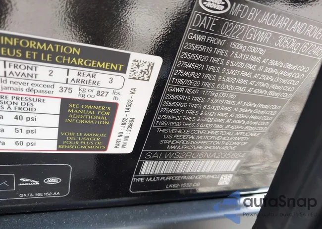 SALWS2RU6NA235664: 43257519