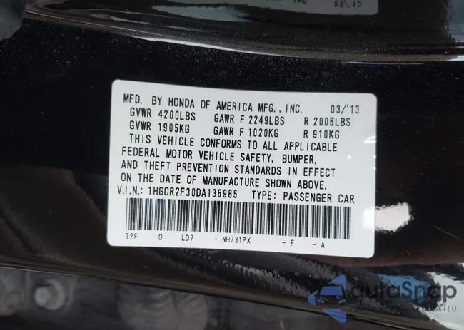 1HGCR2F30DA136985: 43257549