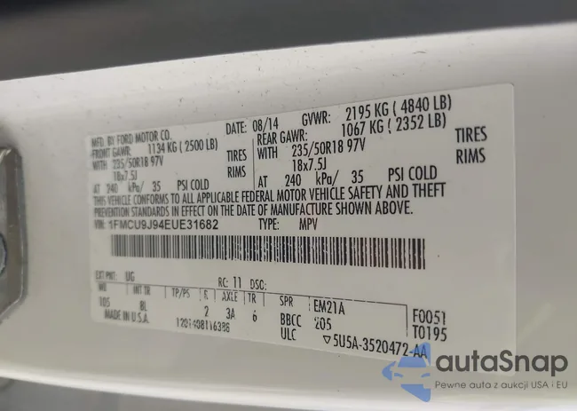 1FMCU9J94EUE31682: 43257569