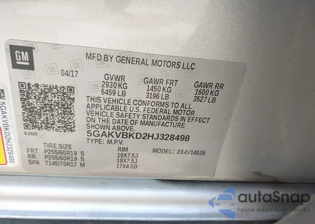 5GAKVBKD2HJ328498: 43257747