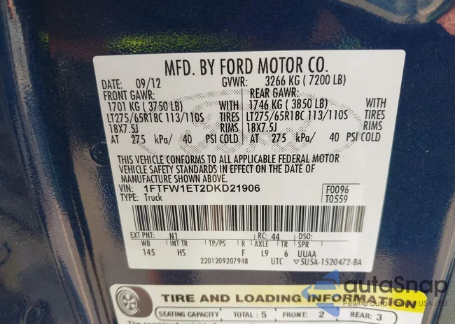 1FTFW1ET2DKD21906: 43258886