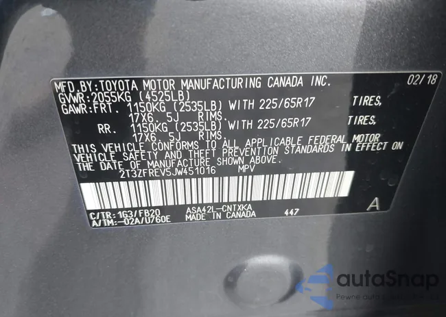 2T3ZFREV5JW451016: 43258933