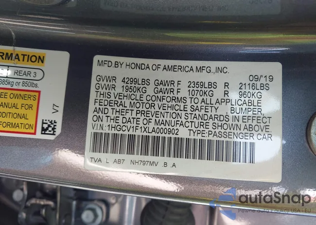 1HGCV1F1XLA000902: 43258949