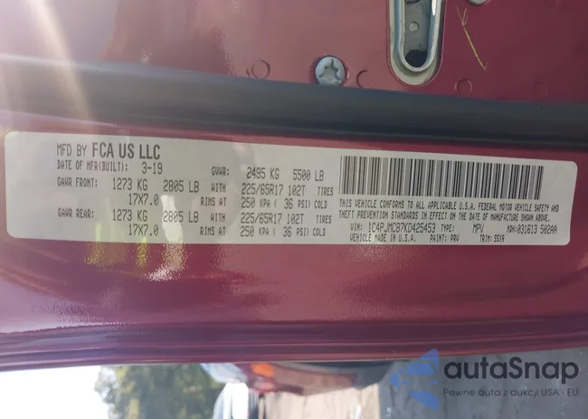 1C4PJMCB7KD425453: 43258961