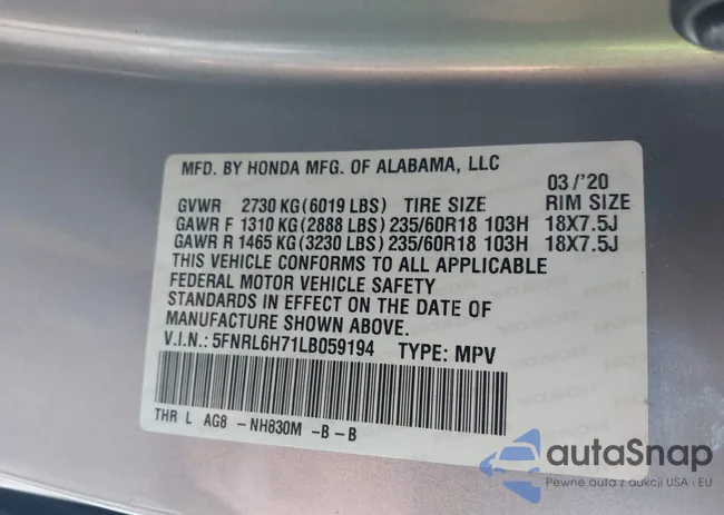 5FNRL6H71LB059194: 43258988