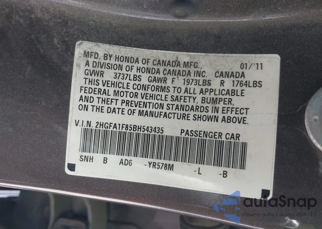 2HGFA1F85BH543435: 43259020