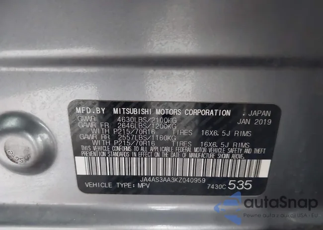 JA4AS3AA3KZ040959: 43259035