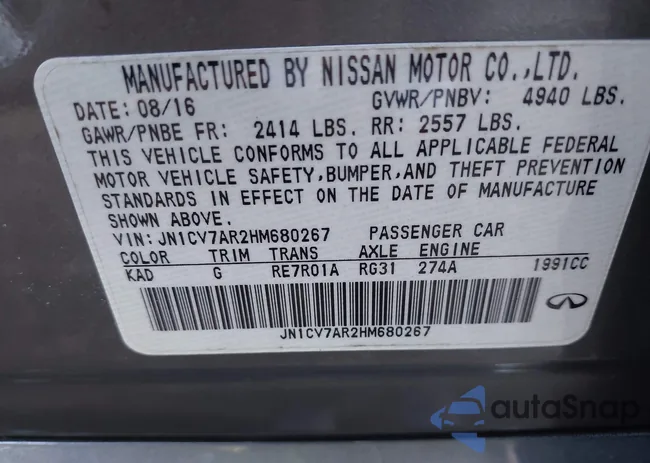 JN1CV7AR2HM680267: 43259038