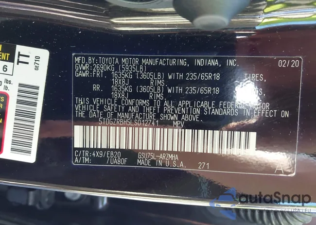 5TDGZRBH5LS012741: 43259089