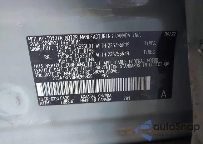 2T3A1RFV8NW266958: 43259203