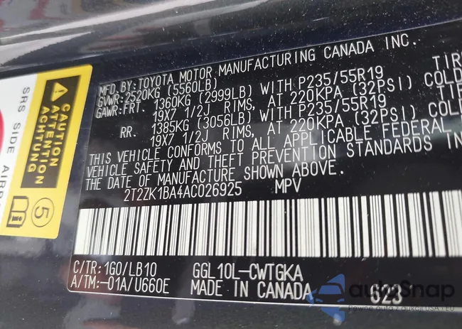 2T2ZK1BA4AC026925: 43259217