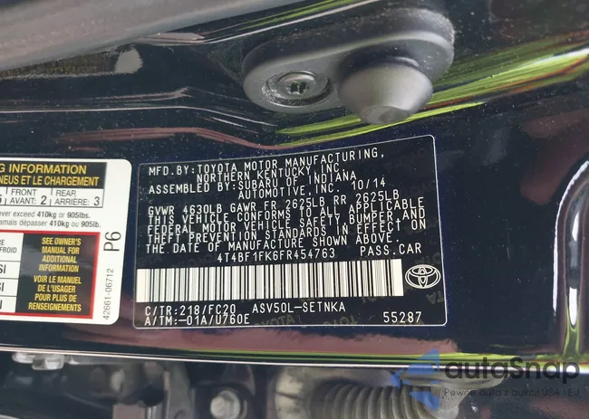 4T4BF1FK6FR454763: 43259357