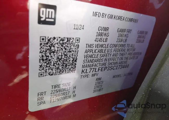 KL77LFEP3SC173444: 43259373