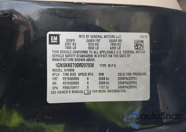 1GNSKKE79DR297038: 43258434