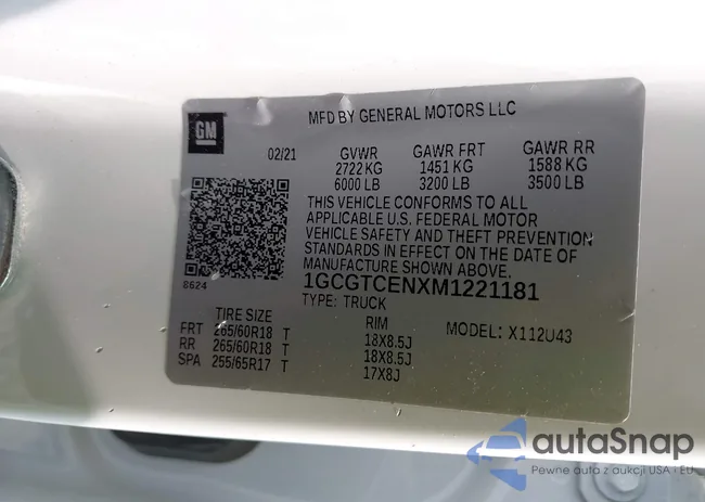 1GCGTCENXM1221181: 43258436