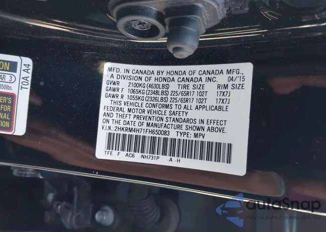 2HKRM4H71FH650083: 43258510