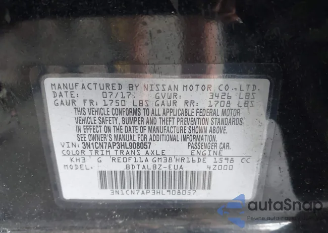 3N1CN7AP3HL908057: 43258628