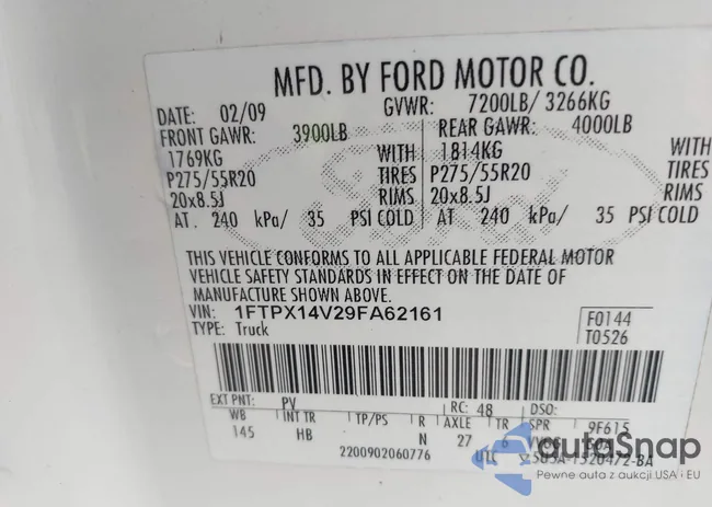 1FTPX14V29FA62161: 43259920