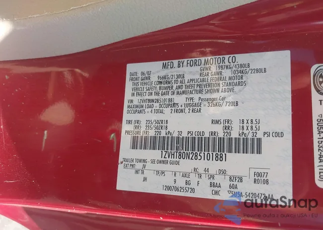 1ZVHT80N285101881: 43260019