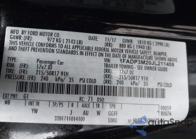 1FADP3M20JL211408: 43260030